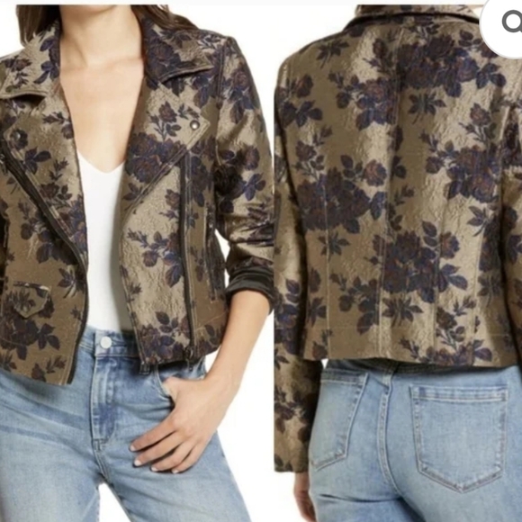 NWT BlankNyc Floral Brocade Women's Moto Jacket - Picture 4 of 9